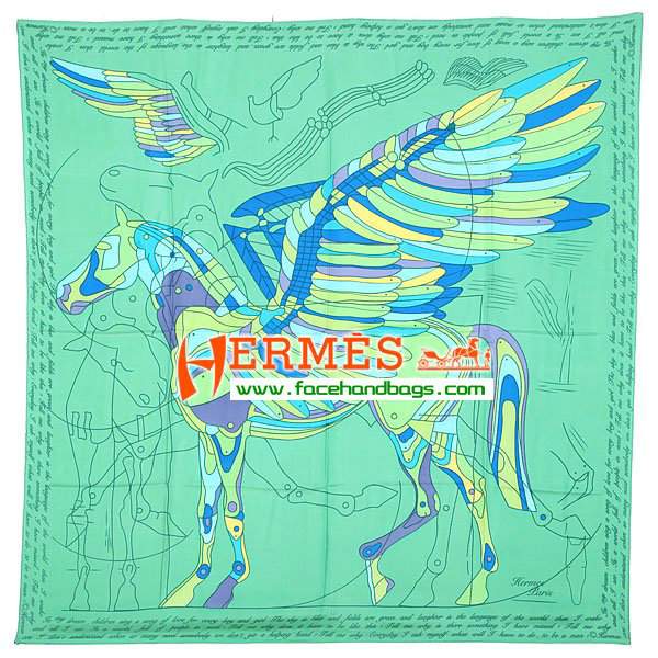 Hermes 100% Silk Square Scarf Green HESISS 130 x 130
